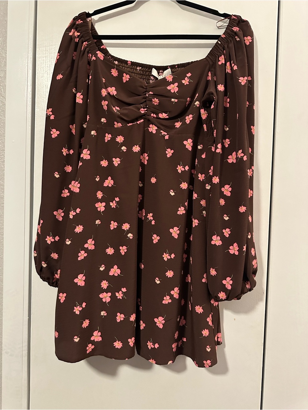 Wayf Moment Floral Long Sleeve Swing Dress Mini Dress M